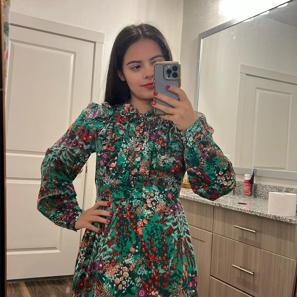 Banjanan Liberty Floral Tie Neck Mini Dress - Picture 3 of 11